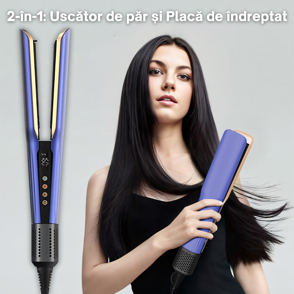 Aparat de indreptat parul cu aer cald 2 in 1