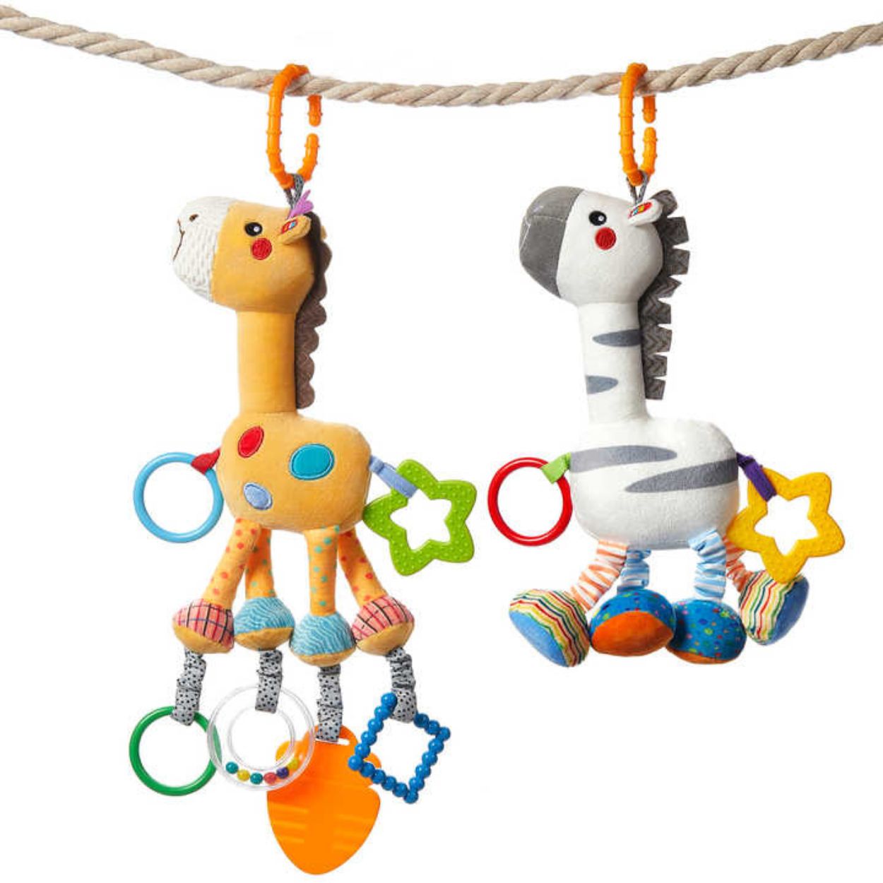 Set 2 jucarii pentru bebelusi Tumama® - Model Girafa si Zebra