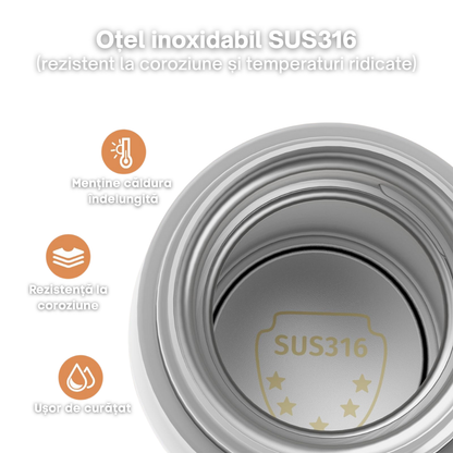 Incalzitor tip Termos pentru Lapte Bebelusi - 5 Niveluri de Temperatura 37-55°C