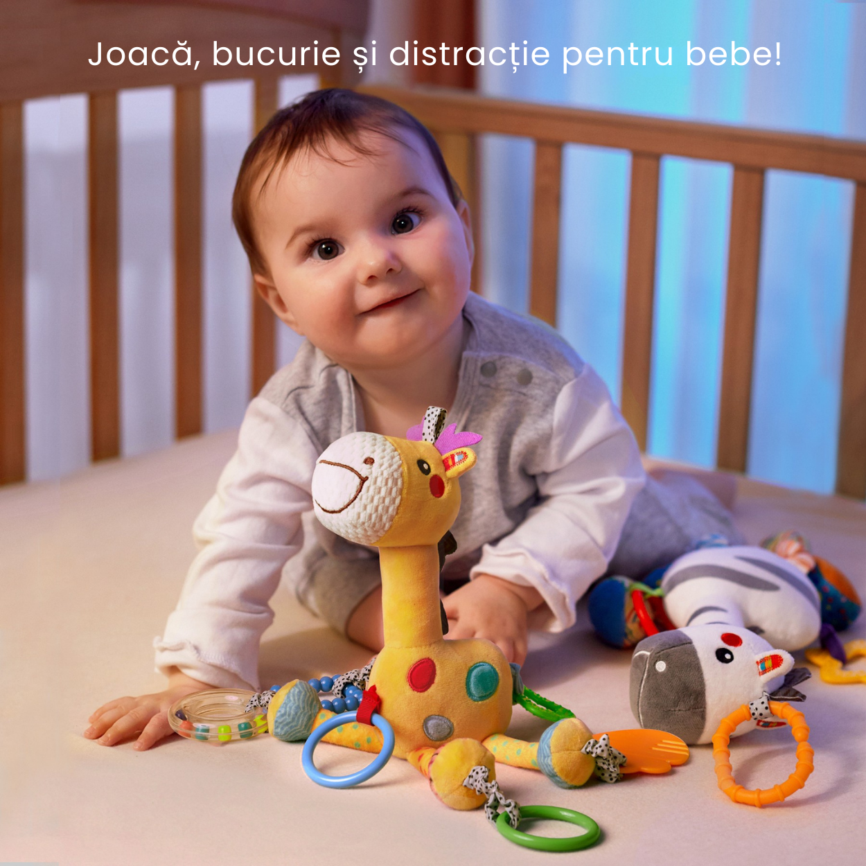 Set 2 jucarii pentru bebelusi Tumama® - Model Girafa si Zebra