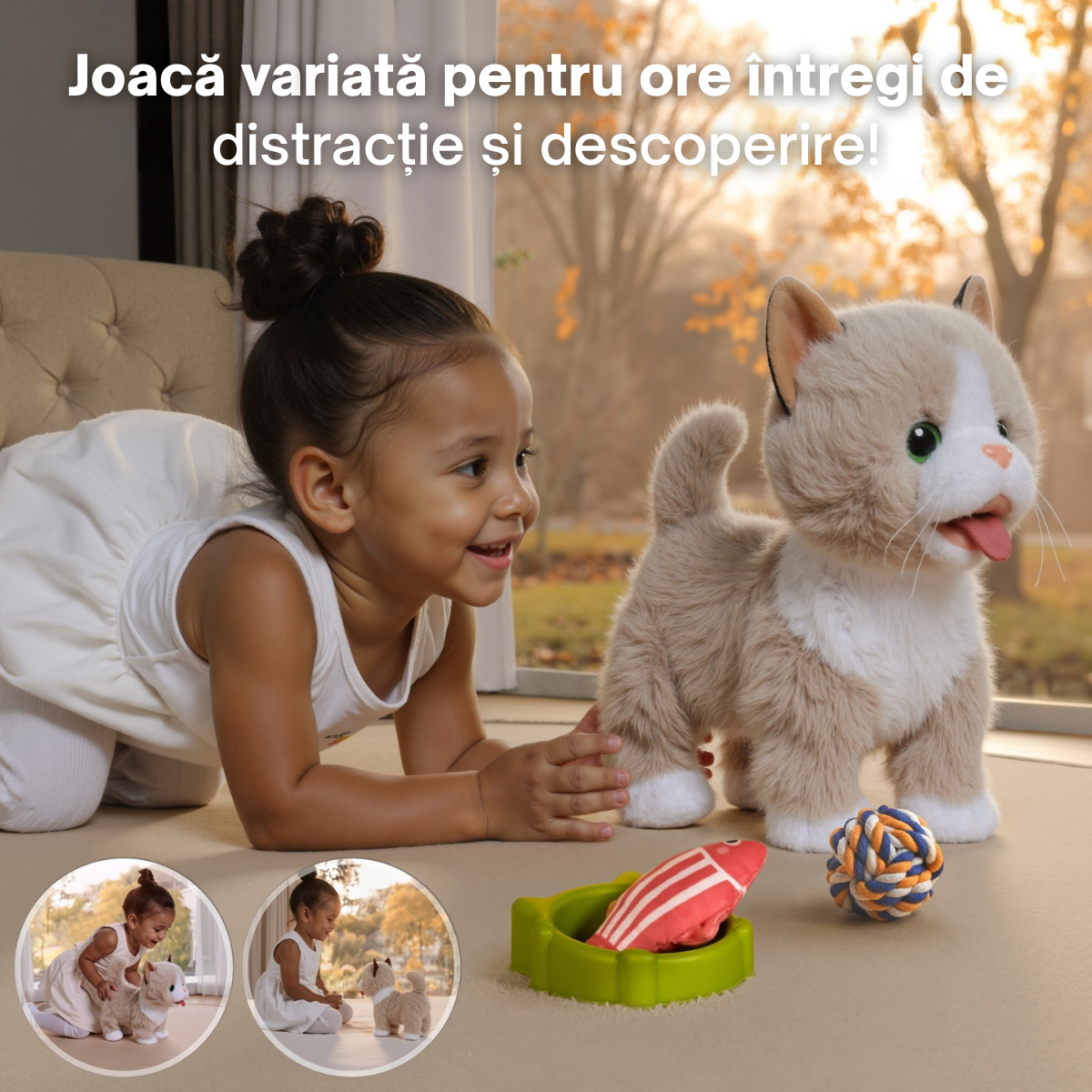 Jucarie Interactiva Pisicuta Tumama®, Merge, Miauna, Linge si Misca din Cap si Coada