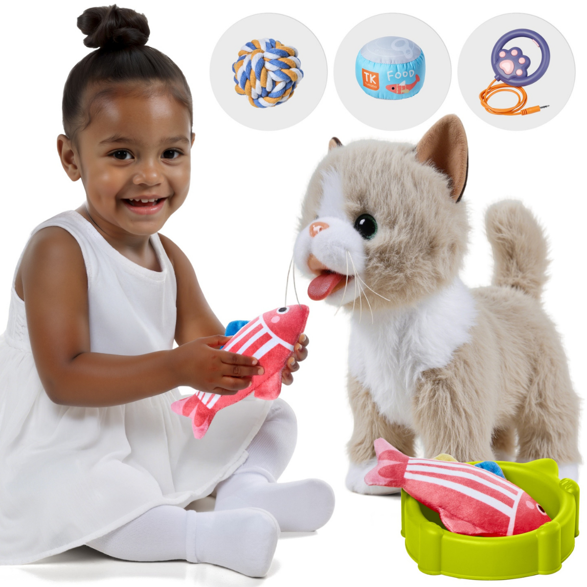 Jucarie Interactiva Pisicuta Tumama®, Merge, Miauna, Linge si Misca din Cap si Coada