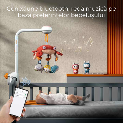 Carusel Interactiv Multifunctional pentru Bebelusi Tumama® Crab Jucaus cu Bluetooth