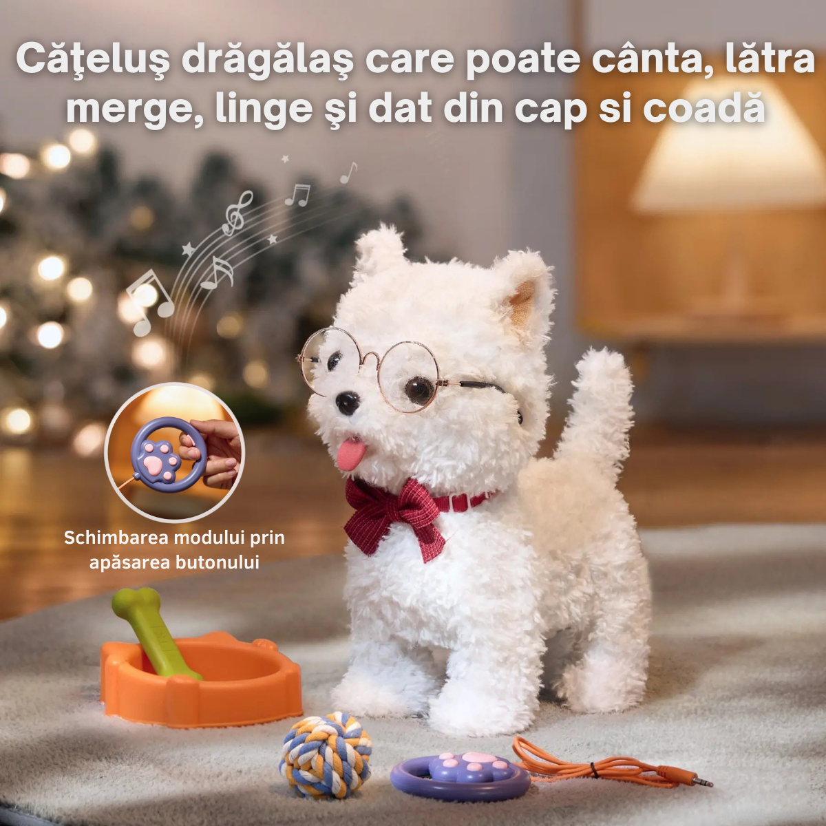 Jucarie Interactiva Catelus Tumama®, Canta, Merge, Latra, Linge si Misca din Cap si Coada