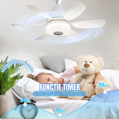 Ventilator de Tavan SMART Iluminare LED cu Boxa - Conexiune Bluetooth