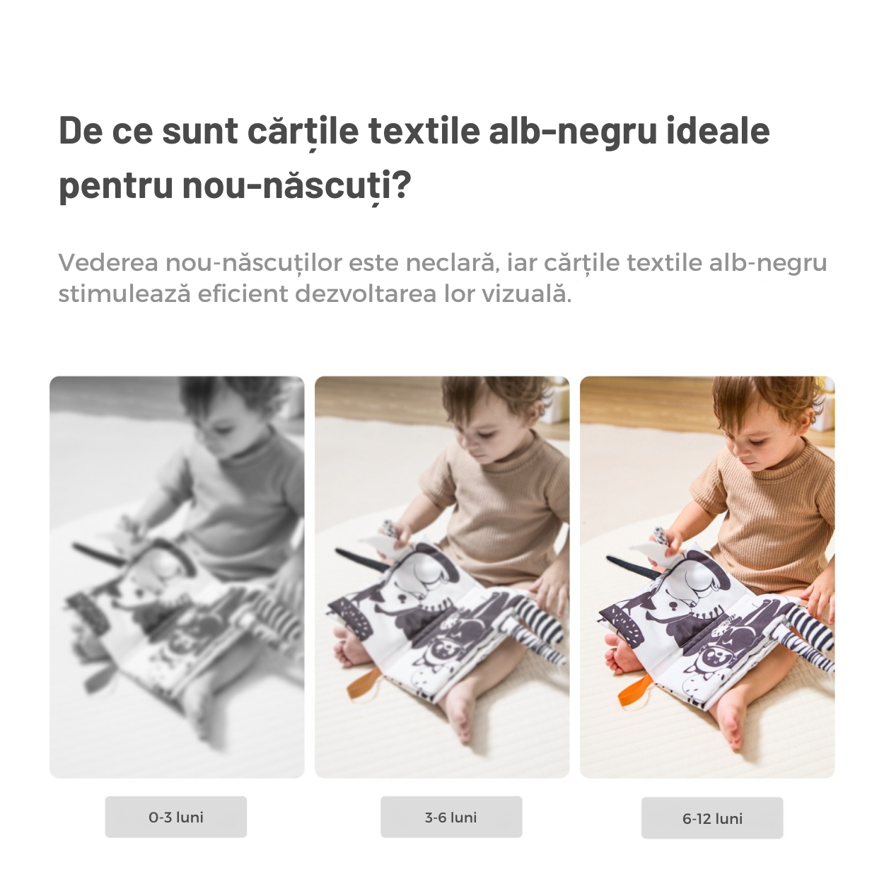 Set 3 Carti Educative si Fosnitoare pentru Bebelusi Tumama®