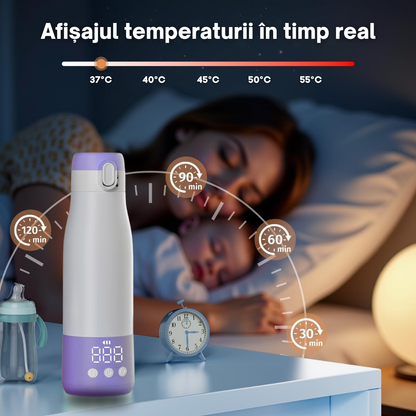 Incalzitor tip Termos pentru Lapte Bebelusi - 5 Niveluri de Temperatura 37-55°C